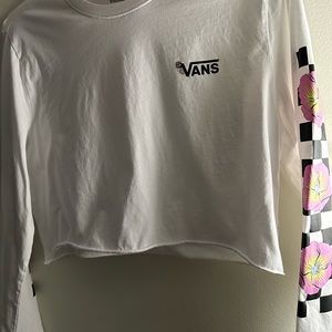 Cropped white Vans long sleeve tee